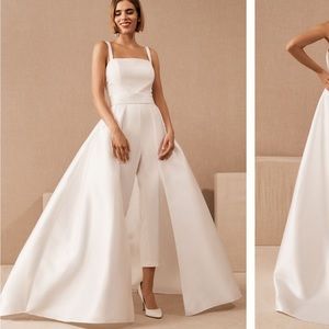 BHLDN by Anthropologie Wedding Jumpsuit Set with Detachable Skirt